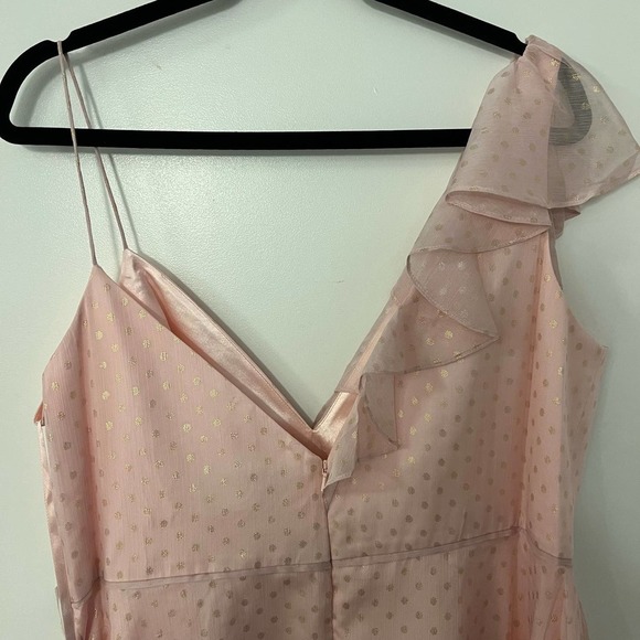 Mac Duggal Blush Ruffle Faux Wrap Cocktail Midi Dress Size 14 NWT - Picture 8 of 9